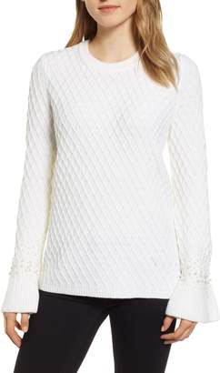 Karl Lagerfeld Paris Embellished Sleeve Sweater