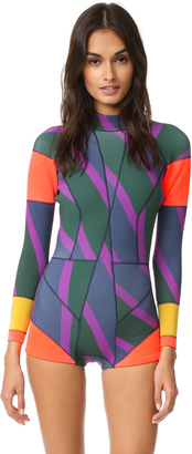 Cynthia Rowley Engineered Striped Wetsuit