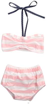 Hirigin Baby Girls 2Pcs Swimwear Bikini Striped Halter Bra Top+Bow Bottom Swimsuit (3-6M, )