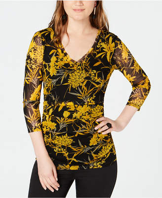 INC International Concepts Floral-Print V-Neck Top, Created for Macy's