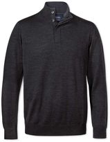 Thumbnail for your product : Charles Tyrwhitt Charcoal button neck merino wool sweater