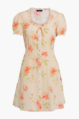 R 13 Bow-embellished ruffled floral-print cotton-voile mini dress
