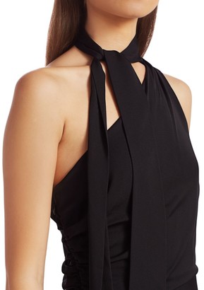 Milly Coleen Tie-Neck One-Shoulder Sheath Dress