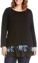 Thumbnail for your product : Karen Kane Plus Size Women's Flower Embroidery Layered Hem Top