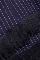 Thumbnail for your product : Mother of Pearl Hattie Fringe-trimmed Pinstriped Organic Cotton-twill Midi Wrap Skirt
