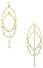 Jessica Simpson Core Crystals Double Tear Chain Goldtone Earrings