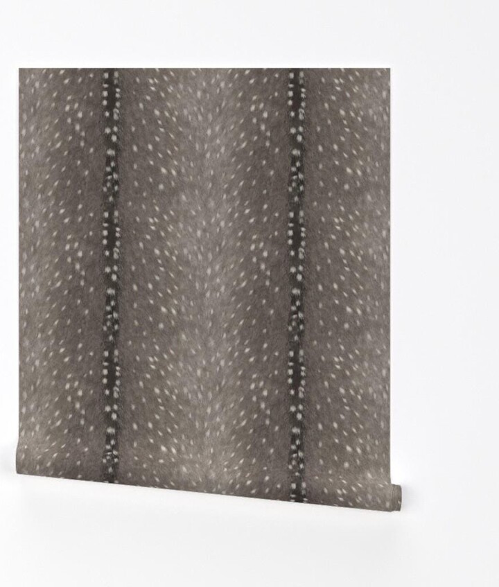 Deer Wallpaper - Hide By Willowlanetextiles Antelope Axis Neutral Chic Spotted Removable Self Adhesive Roll By Spoonflower