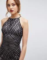 Thumbnail for your product : Little Mistress Tall Sequin Print Maxi Dress With Cross Back-Black