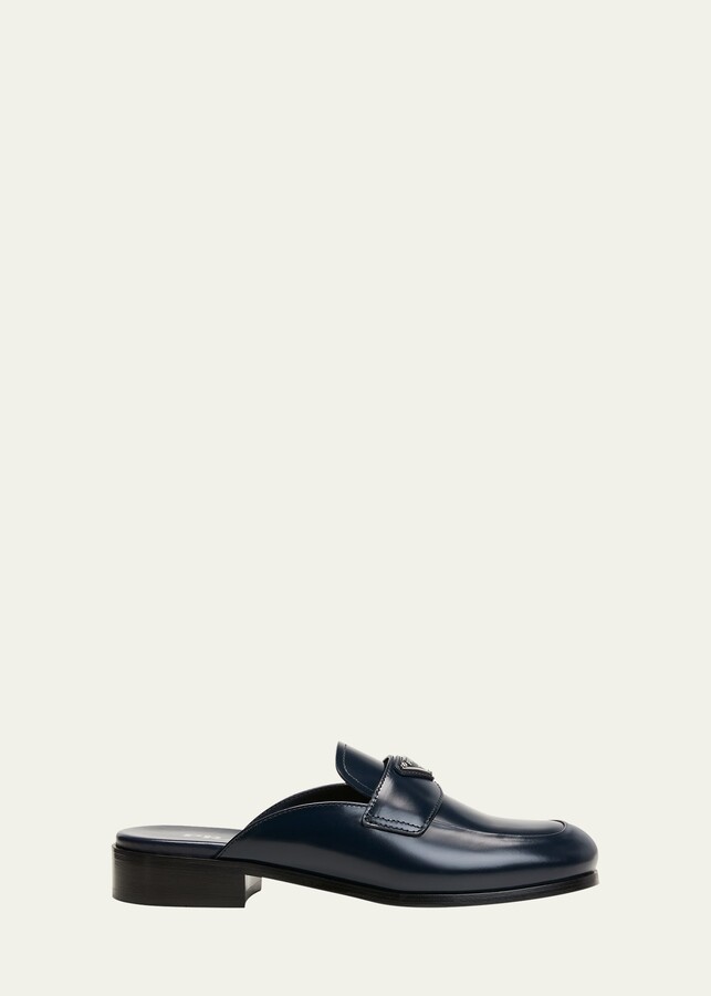 Prada Leather Loafer Slide Mules - ShopStyle