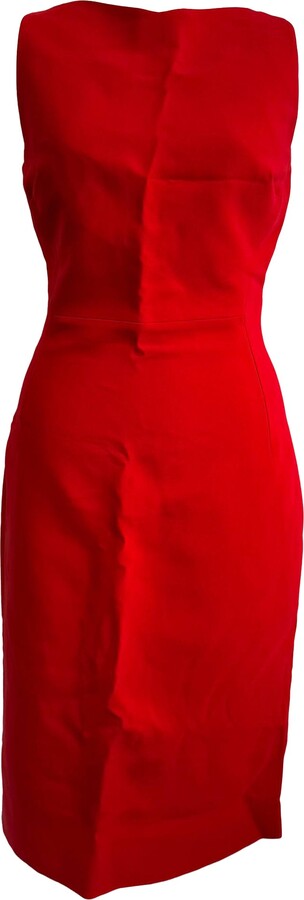 Antonio Berardi Back-Zipped Midi Shift Dress in Red Viscose