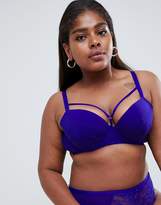 Thumbnail for your product : New Look Plus Curve lace and strapping push up bra in violet
