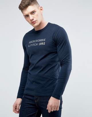 Abercrombie & Fitch Long Sleeve Top Muscle Slim Fit 1892 Print In Navy