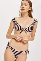 Thumbnail for your product : Topshop Stripe Tie Front Bikini Top