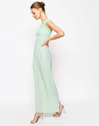 ASOS WEDDING Lace Top Pleated Maxi Dress