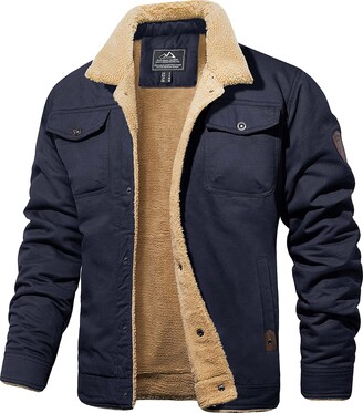 MAGCOMSEN Mens Winter Coats Heavyweight Cotton Thermal Jackets Cargo Jackets  Men Outdoor Tactical Coats Mens Blue Jackets Casual Fleece Lining Outerwear  Coats - ShopStyle