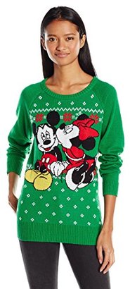 Disney Women's Mickey Minnie Mistletoe Kiss Christmas Sweater