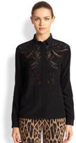 Thumbnail for your product : Roberto Cavalli Lace-Inset Silk Blouse
