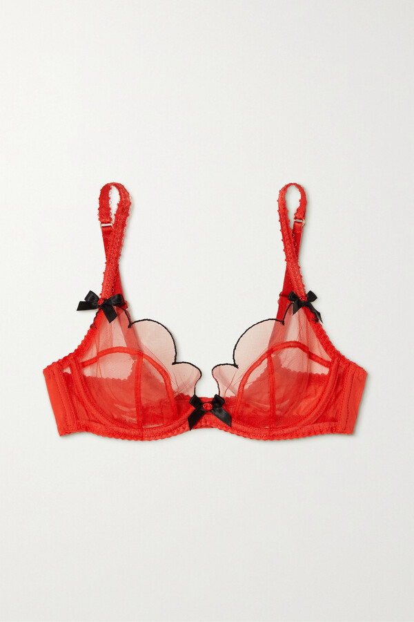 Agent Provocateur Lorna Bow-embellished Embroidered Tulle