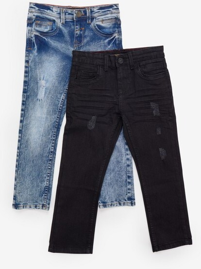 X-Ray XRAYBoy's2packStretchDenimJeansWithMotoandRips-KidsJeans-2PackinBLUE/JETBLACKSize6