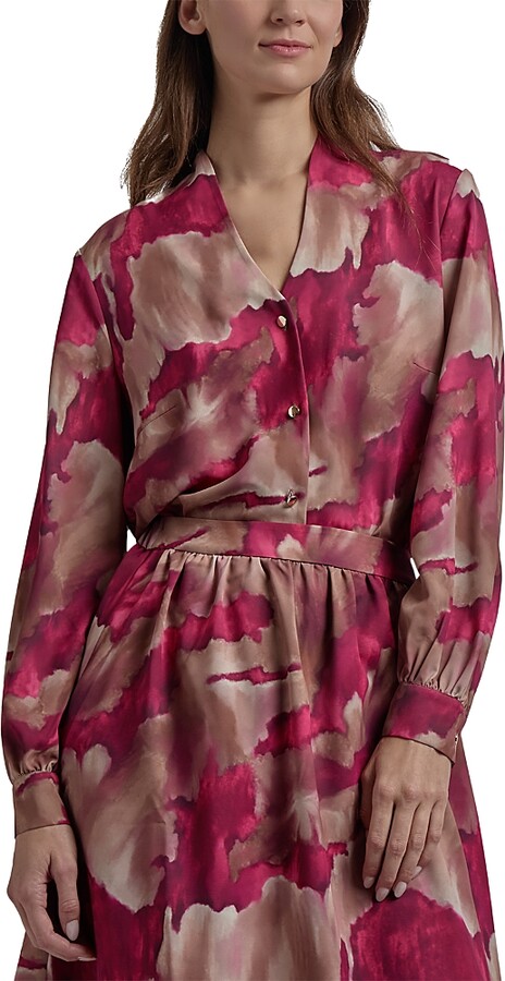 Misook Watercolor Print Blouse