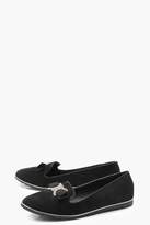 Thumbnail for your product : boohoo Embellished Bow Detail Ballerina Slippers
