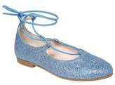 Thumbnail for your product : Il Gufo Glittered Leather Ballerina Flats