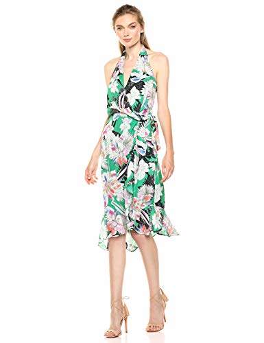 halter neck wrap dress