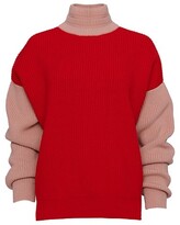 Thumbnail for your product : Brandon Maxwell Two-Tone Wool Knit Turtleneck Sweater