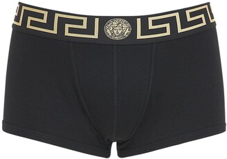 Mens Clothing Underwear Boxers Versace Greca Stretch Cotton Boxer Briefs in Black for Men 