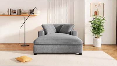 House of Hampton Oversized Chaise - Fabric Classic Design Solid Wood Legs Frame Easy Assembly Provide Comfort Extra-large Lounge Chair 53.5''w X 70.9''d Gray