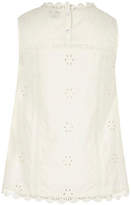 Thumbnail for your product : River Island Girls white broderie round neck swing top