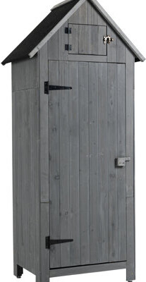 Ophelia & Co. Outdoor Garden Shed In Gray - Build & Waterproof Roof Store Tools Equipment With Ease Wooden Cabinet
