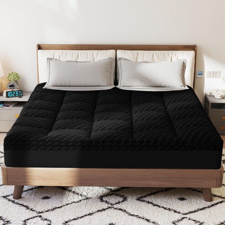 kayamas 2-in-1 3 in. Gel Memory Foam Mattress Topper with Detachable Pillow Top Mattress Pad Cover, Twin Size, Black