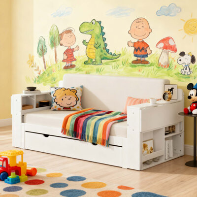 Latitude Run Full Size Daybed With Removable Desk, Storage Drawers & Hydraulic Side Table, Espresso