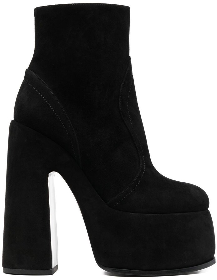 black suede platform boots