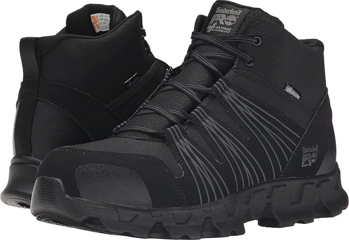 Timberland Powertrain Mid Alloy Safety Toe Static Dissipative Men's Lace-up Boots Black/Grey : 15 D - Medium, Leather/Synthetic/Textile