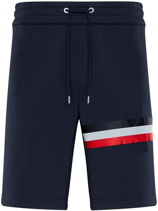 Moncler Logo Embossed Stripe French Terry Bermuda Sweat Shorts - ShopStyle