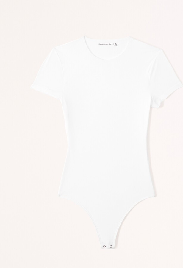 Abercrombie & Fitch Women's Soft Matte Seamless Tee Bodysuit in White - Size M