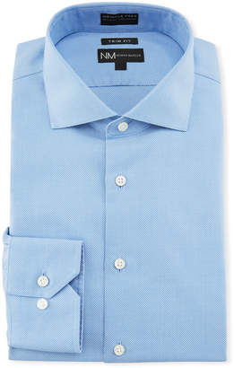 Neiman Marcus Men's Trim-Fit Non-Iron Textured Dress Shirt