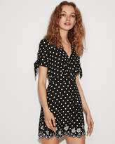 Thumbnail for your product : Express Petite Polka Dot Button Front Embroidered Shirt Dress