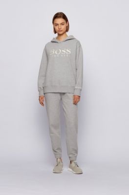 Boss Cotton-blend tracksuit bottoms with logo print