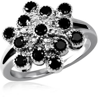 Ice 1 CT TW Round Black and White Diamond Sterling Silver Cocktail Ring by JewelonFire