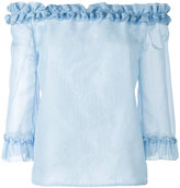 Blumarine - blouse volantée à épaules dénudées - women - Soie/coton - 40