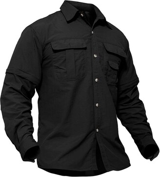 LANBAOSI Mens Ripstop Tactical Shirt Long Sleeve Combat Shirt Multicam  Military