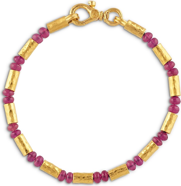 Gurhan 24K Yellow Gold Vertigo Ruby & Diamond Accent Beaded Bracelet