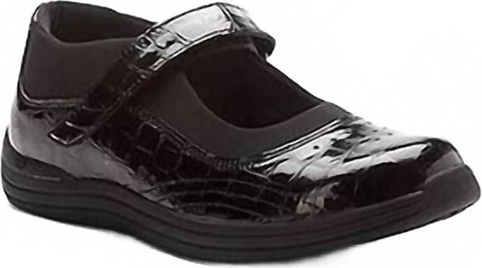 DREW Women's Rose Mary Jane Shoes - Wide In Black Croc