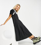 Thumbnail for your product : Collusion pleated midi pinafore dress in black