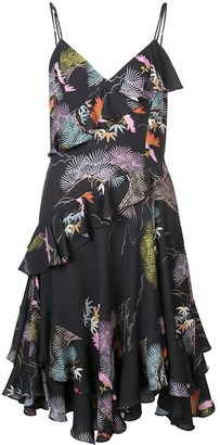 Josie Natori Kyoto print ruffle dress