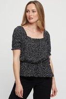 Thumbnail for your product : Dorothy Perkins Womens Heart Print Shirred Cuff Square Neck Top