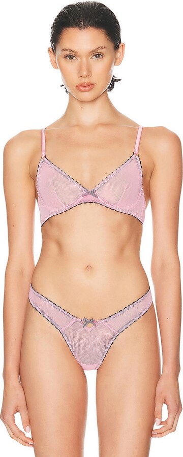 fleur du mal Sabrina Mesh Demi Bra in Pink